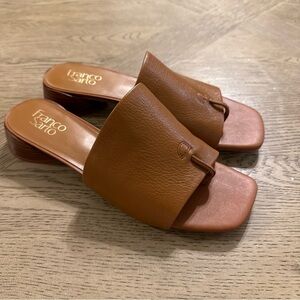 Franco Sarto Loran Cognac Leather Sandals Women's Size 8.5 Medium Slip On